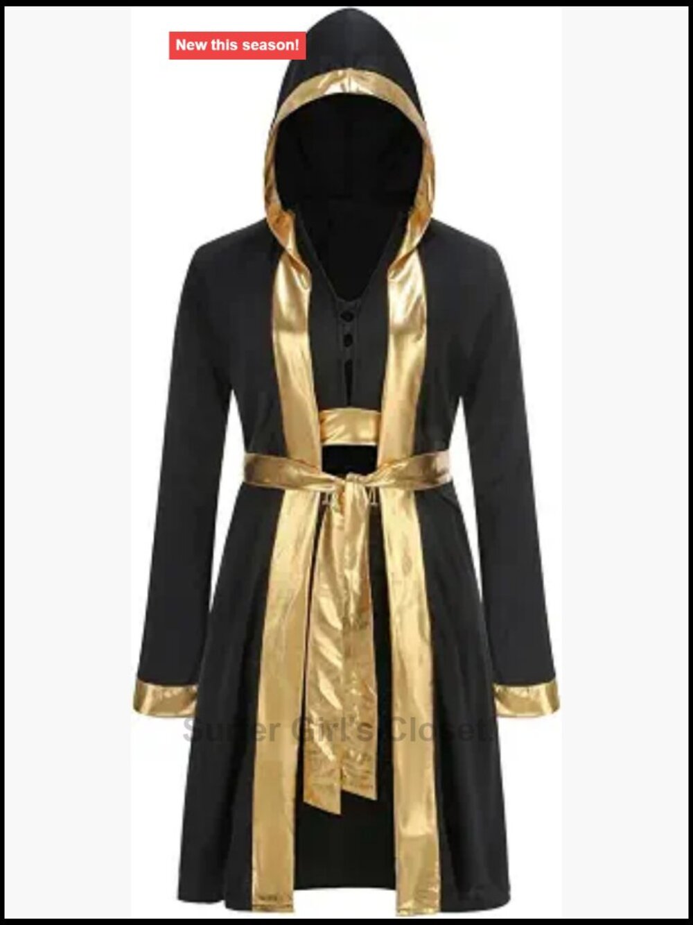 Women Boxer Costume 4Pcs Set Hooded Robe Crop Top Shorts Championship Belt